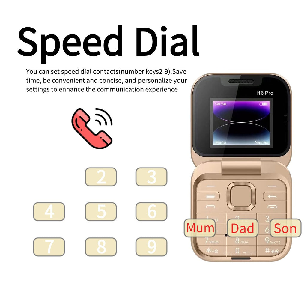 Mini Foldable Feature Phone Flip Cover Elderly Button Phone Pocket Women's Personalized Phone Backup Phone