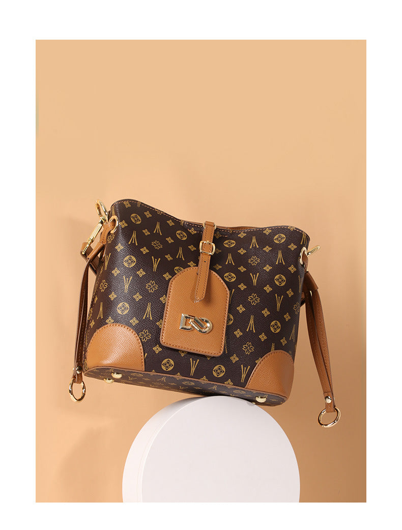 Trolis New Trendy Fashion Retro Bucket Bag Color-Block Personality Stylish Handbag High-Quality Crossbody Bag