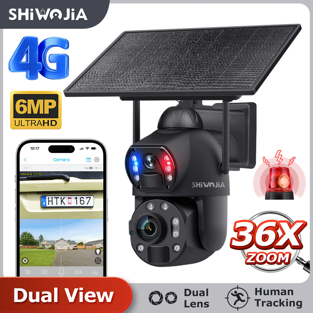 Outdoor36Zoom600Ultra HD Dual Screen Solar Camera Metal Heat Dissipation Night Vision Waterproof Dome Camera