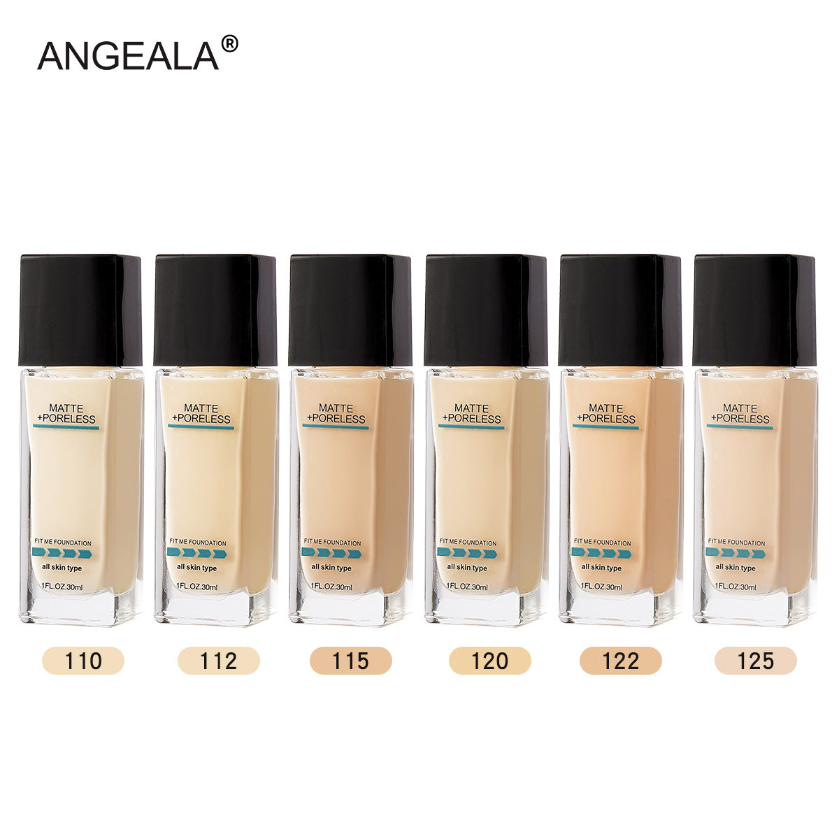 ANGEALA Square Tube Fit Me Foundation Liquid Pump-Free Glass Bottle30ml Foundation Liquid for Covering Acne Marks and Dark Circles
