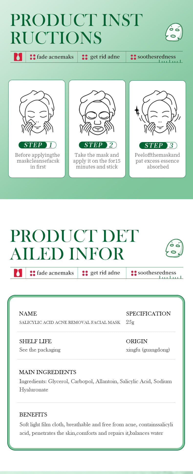 Salicylic Acid Mask25g BIOAOUA Moisturizing and Hydrating Tablets for Cross-Border Wholesale