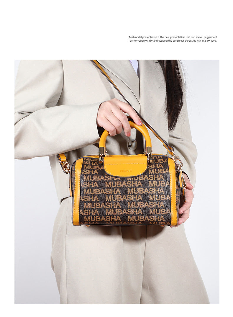 2024New Fashion Boston Bag Printed Retro Pillow Bag Handheld Shoulder Bag Personalized Crossbody Bag European and American Style Bag