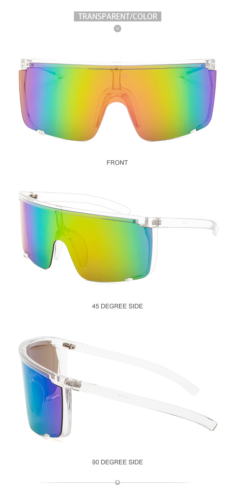 Colorful Cycling Sports Sunglasses for Men17183One-piece Windproof Frame Sunglasses for Men Trendy Sun Protection Glasses