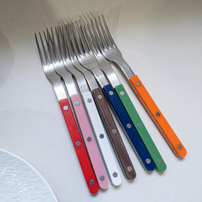 ins Western Dining Tableware ABS Rivet Handle Creative Korean Tableware Clip Handle304Stainless Steel Tableware Snowflake Distressed