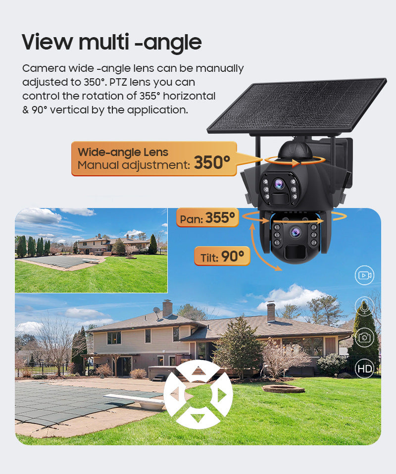 New Product AOV Low Frame Rate All Day Recording Surveillance4G Hd600MP Solar-powered Gun Ball Linked Camera