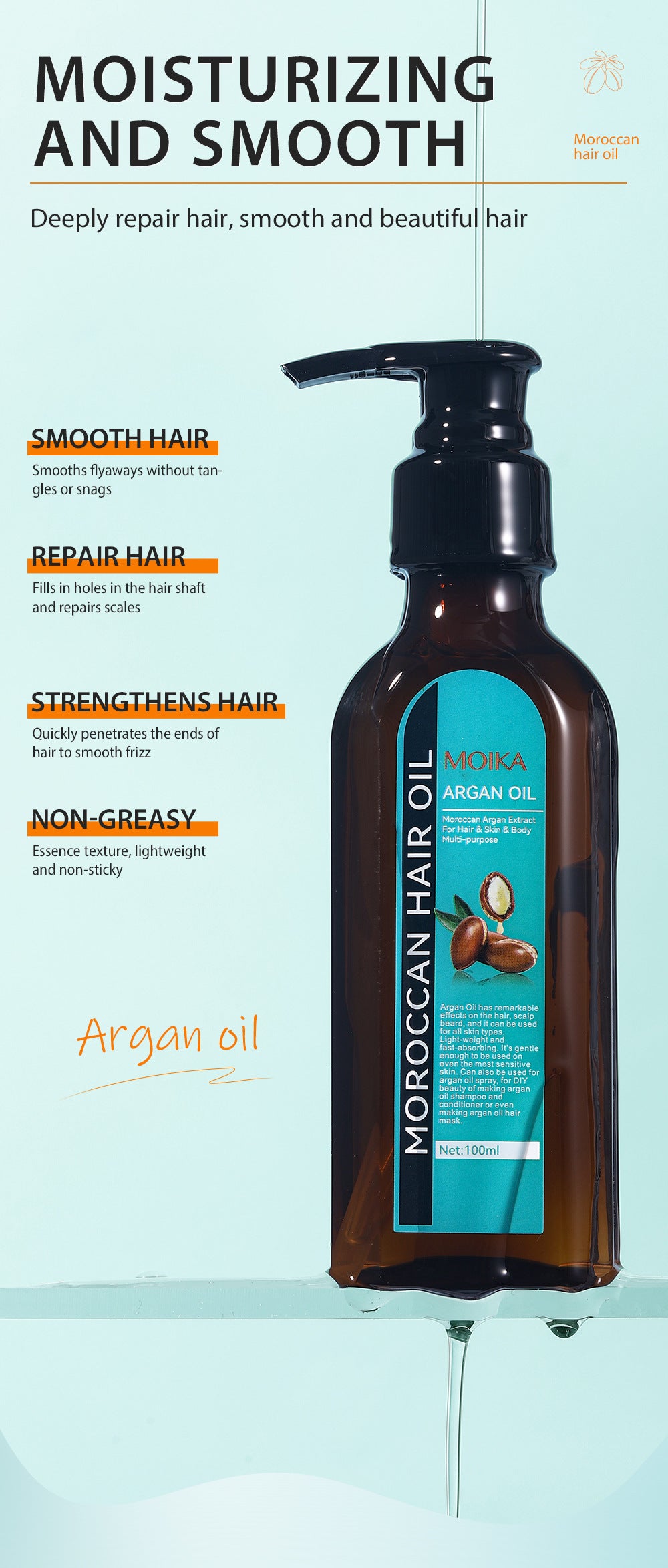 In Stock Full Moroccan Scalp Hair Care Essential Oil Universal Hair Maintenance Wholesale