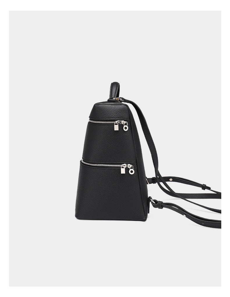 Korean Style Lunch Box Bag Insulated Bag ins Wind Backpack Women's Soft Leather Large Capacity High-end Simple College Style Backpack