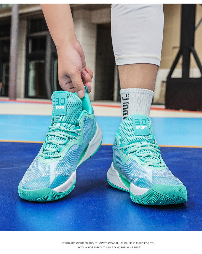 New Trendy Fashion Basketball Shoes Breathable Mesh Sports Shoes High Top Luminous Lightweight Comfortable Men's Sneakers