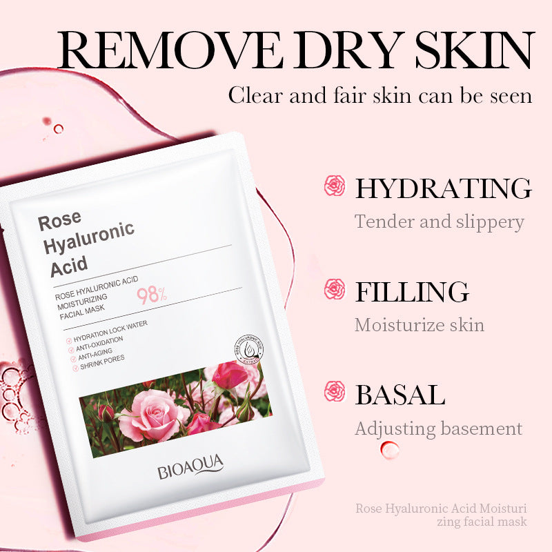 Rose Mask BIOAOUA Hyaluronic Acid Hydrating Moisturizing Softening Boxed Cross-Border Wholesale