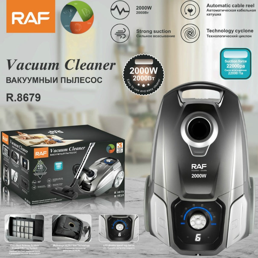 RAF EU Standard Intelligent Display Powerful Household Vacuum Cleaner Horizontal Portable Vacuum Cleaner R.8679