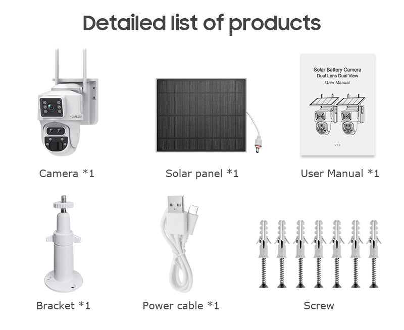New Product4G Solar Camera Dual Lens Screen Gun Ball Trinocular152x Zoom Outdoor HD