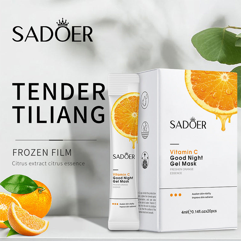 All English Good Night Cooling Mask SADOER Vitamin C Aloe Vera Sleeping Mask No-Rinse  Foreign Trade Live Wholesale
