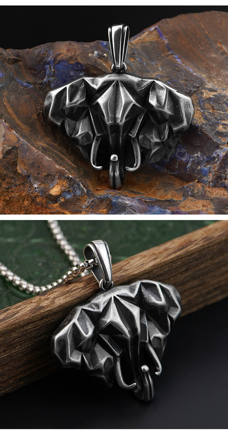New Nordic Titanium Steel Elephant Pendant Necklace Trendy Punk Stainless Steel Vintage Necklace