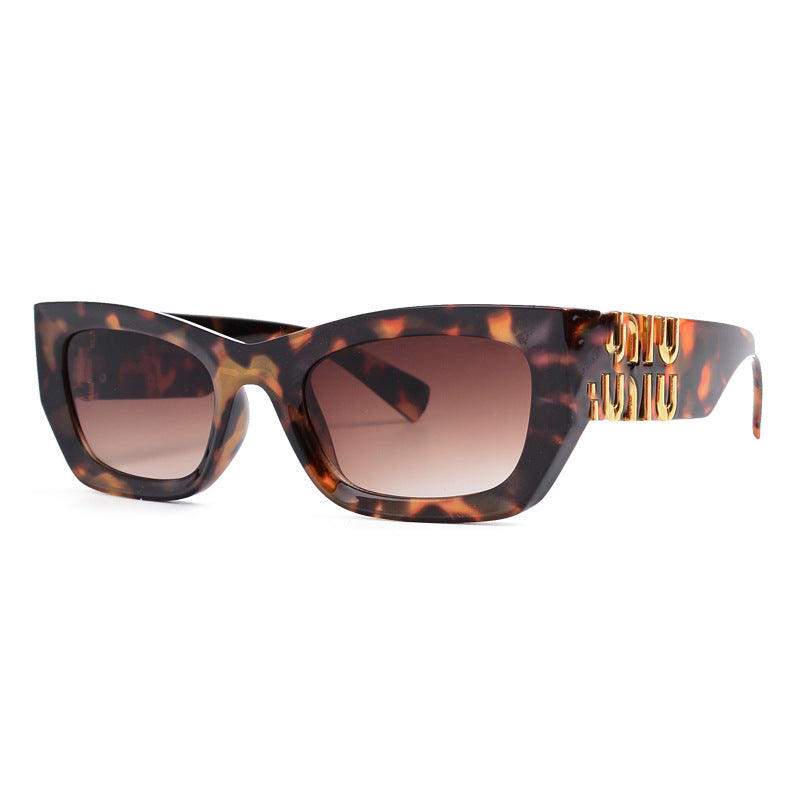 MU11Fashion Square Frame Letter Leg Sunglasses UV Protection Unisex Trendy Cat Eye Retro