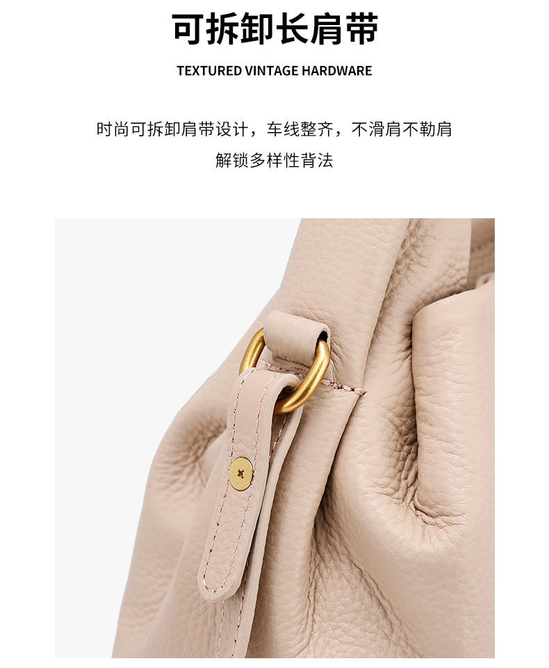 European and American Style Boling En Cloud Bag Lychee Pattern Light Luxury Crossbody Shoulder Dumpling Bag New Women's Underarm Handbag Trendy
