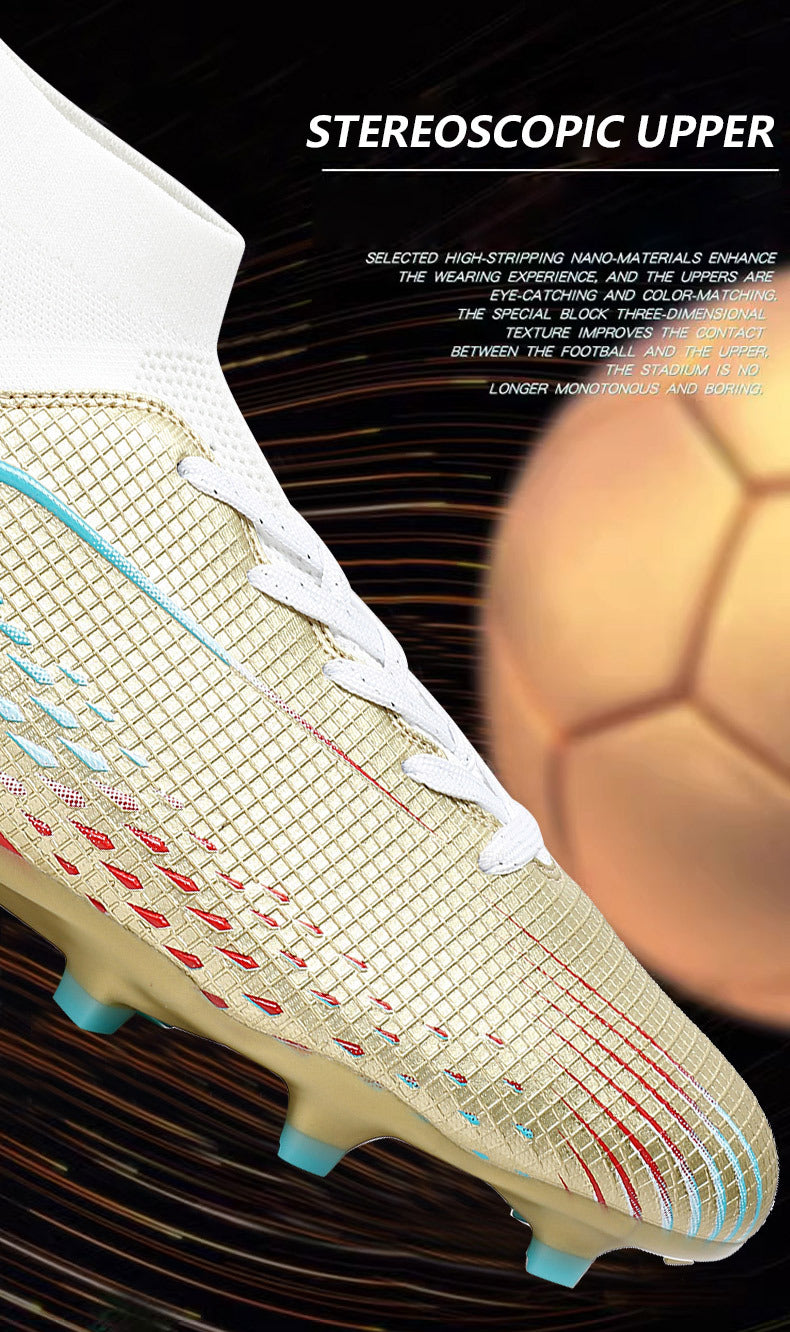 New football shoes for men and women AG Long Spike gold Competition Student Training Shoes Artificial Turf TF Wholesale of Broken Nails