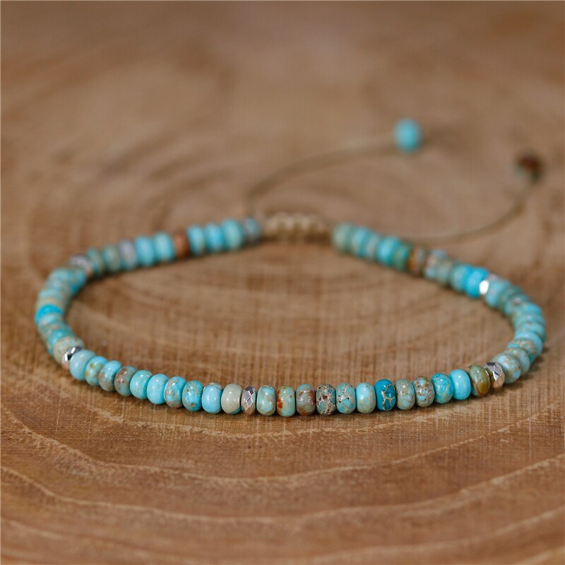 European and American Crystal Bracelet8MM Beaded Natural Stone White Pine Malachite Colorful Elastic Bracelet