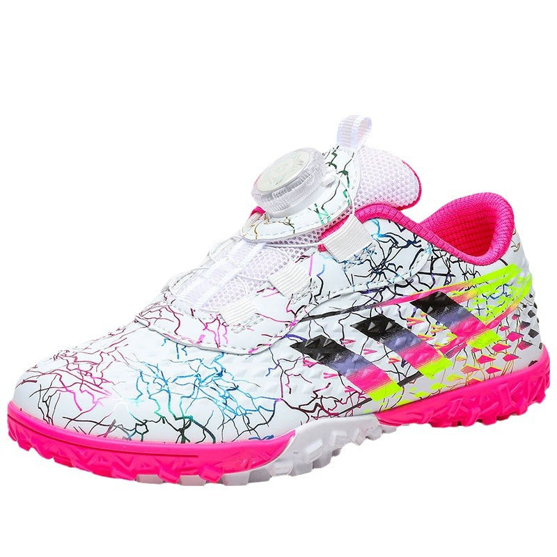 New style soccer shoes for men, women, and children with rotating buckle TF Broken Nail Style Youth Student Grassland Competition Training Shoes