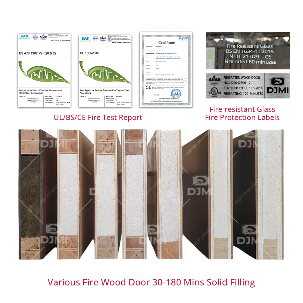 Cheap European Standard Wooden Doors Interior Modern Fire Rated 60 Minutes Fireproof Door
