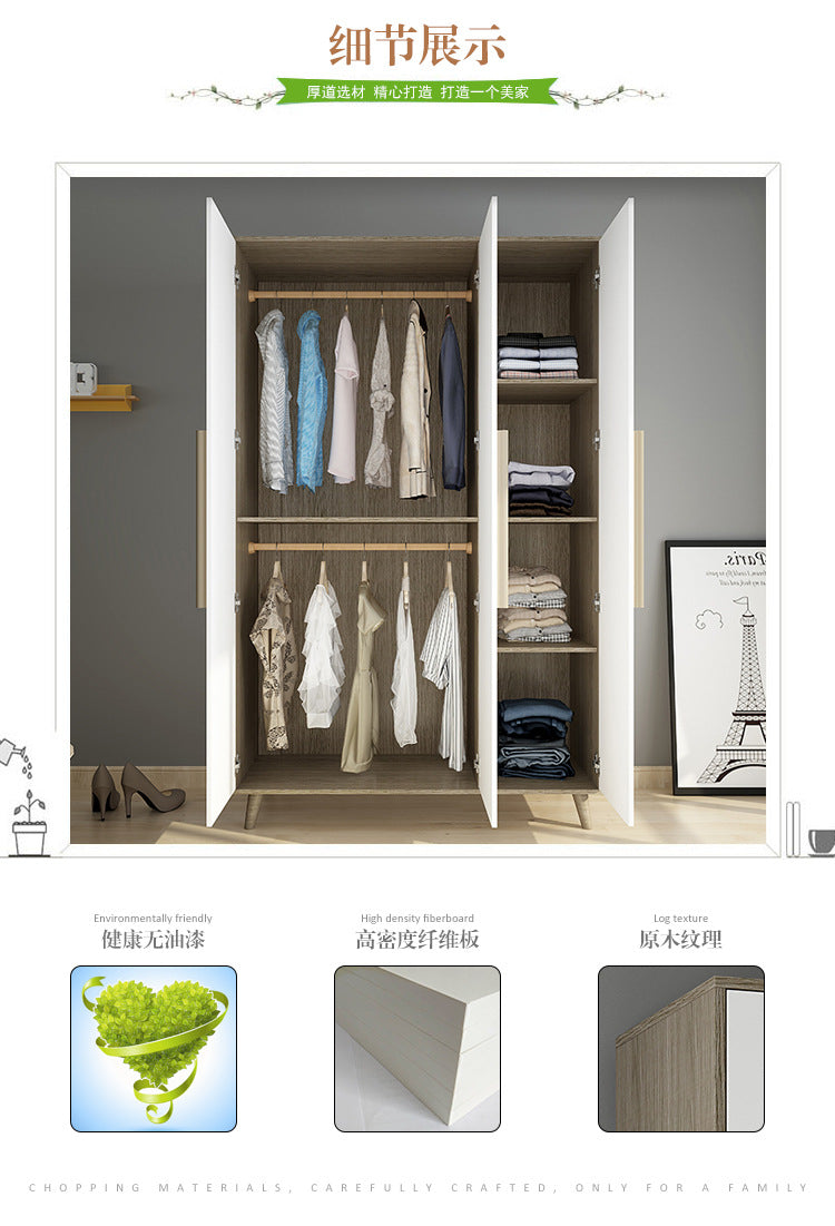 Factory Direct Supply Economical Rental Wardrobe Storage Simple Combination Two-Door Three-Door Panel Storage Apartment Wardrobe