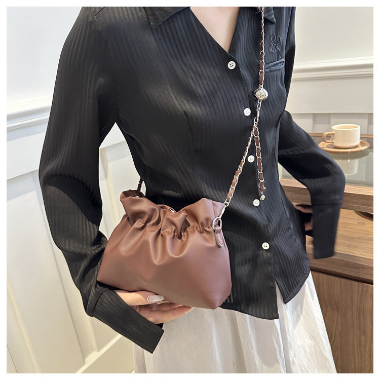French Style Ruched Cloud Bag Niche Design Single Shoulder Women's Bag Versatile Chain Simple Fashion Crossbody Underarm Women's Bag