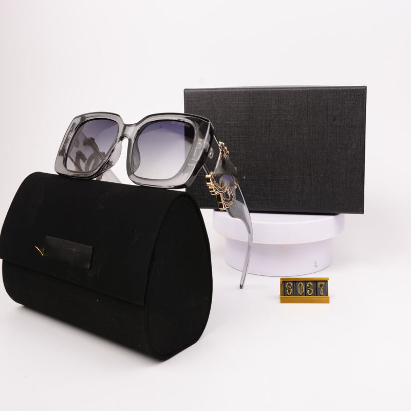 European and American High-End Sunglasses for Women, New Trendy Sunglasses for Men, Large Frame Wide-Leg Glasses, Fashionable UV Protection Polarized Glasses