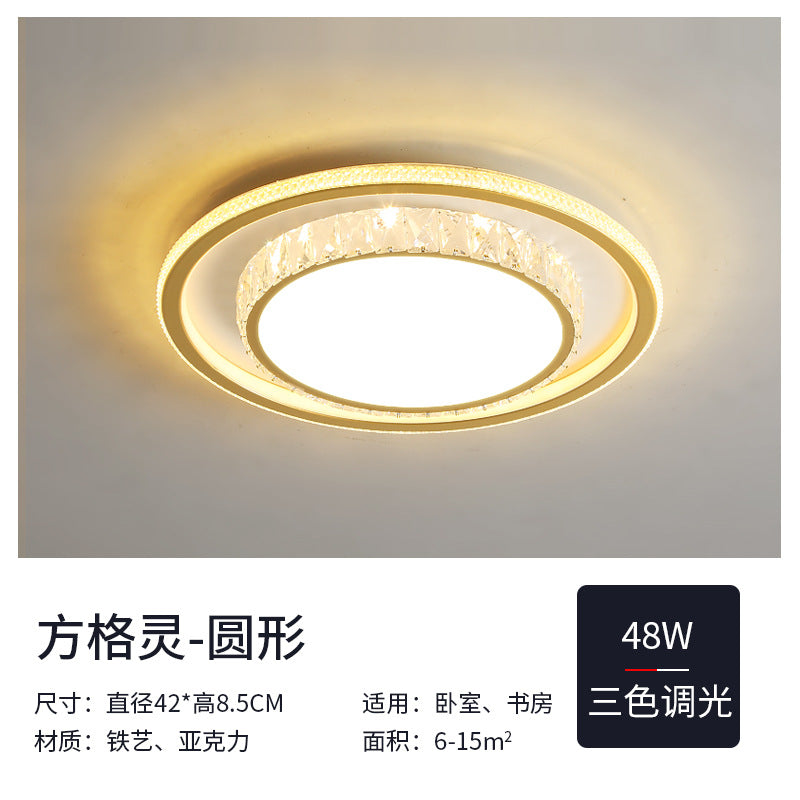 Wholesale Large Living Room Lamp2025New Year's Light Luxury Crystal led Ceiling lamp simple modern elegant bedroom lighting fixture