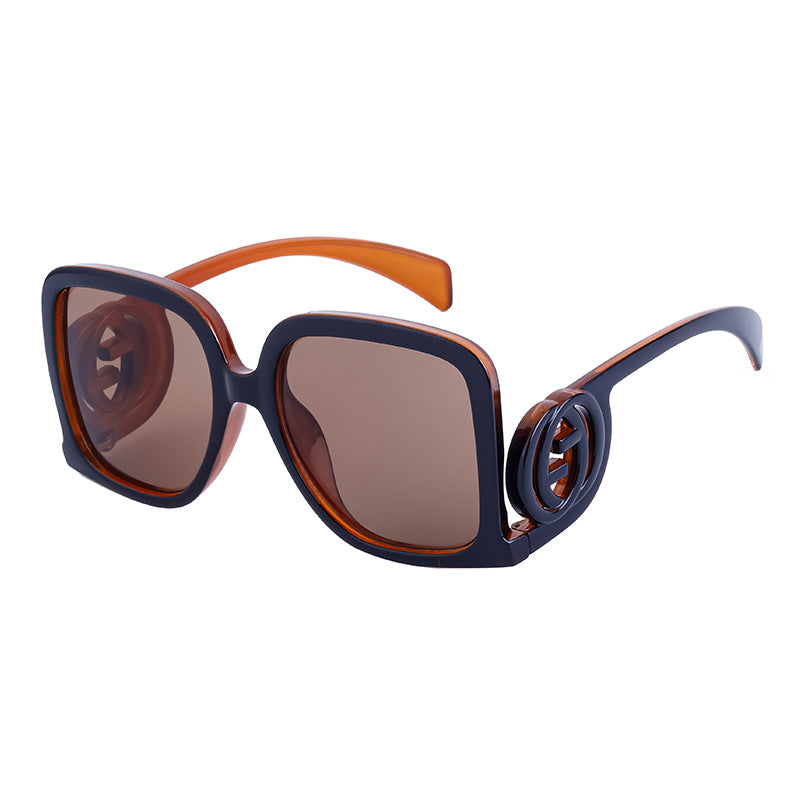 European and American fashion large frame sunglasses for women with a high-end feel INS Wind Sunglasses Sun Protection No Makeup Glasses Square Frame sunglasse