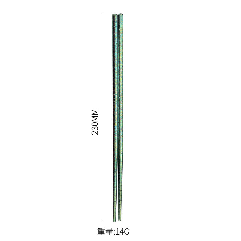 Pure Titanium Crystal Chopsticks for Home and Outdoor Use, Light Luxury Colorful Ice Flower Chopsticks for Restaurants23cm Half Square Chopsticks Antibacterial Titanium Chopsticks