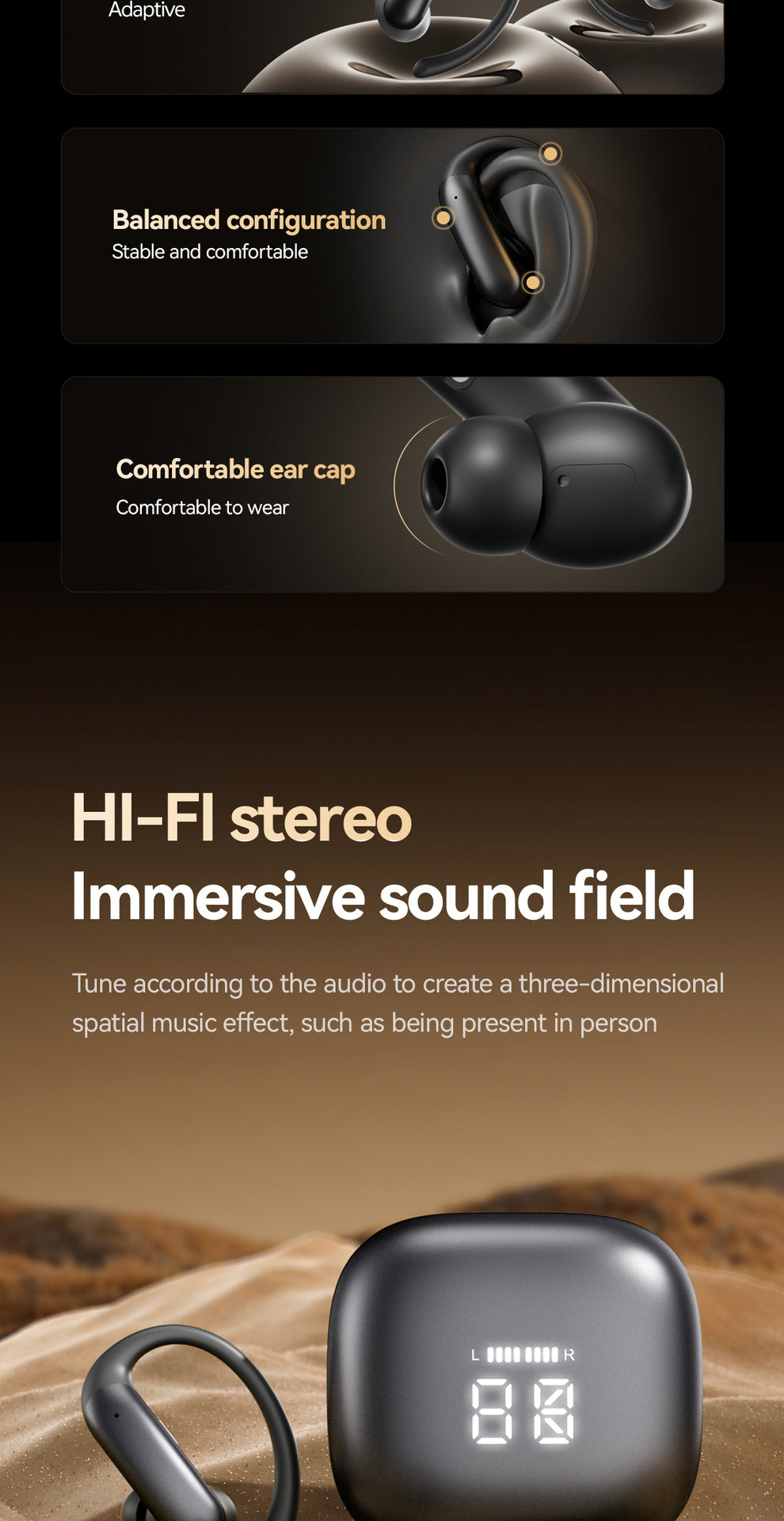 2025New M145Bluetooth ear-hook headphones with digital display OWS In-ear ultra-long battery life earphones private model