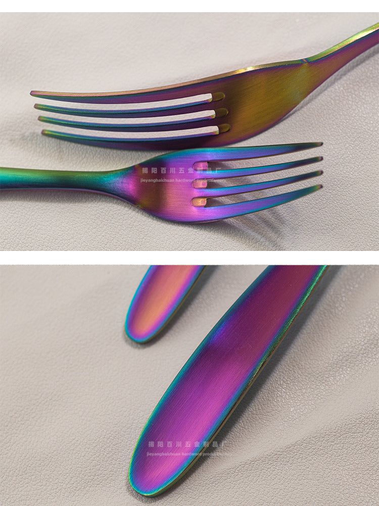 304Stainless Steel Knife Fork Spoon Set Western Tableware Hotel Heavy Sanding Wholesale Steak Knife Tea Spoon Classic Style