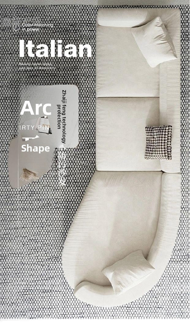 Nordic Minimalist Wabi-Sabi Style Curved Tech Fabric Sofa Italian Modern Simple Living Room Large and Small Apartment Chaise Longue Set