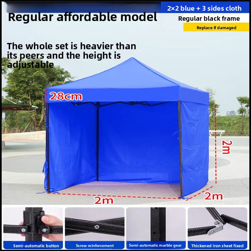 Late Night Food Stall Night Market Tent Surround Cloth for Setting Up Stalls with Four-Sided Transparent Enclosure Four-Legged Umbrella Outdoor Sunshade Foldable Rainproof Shelter