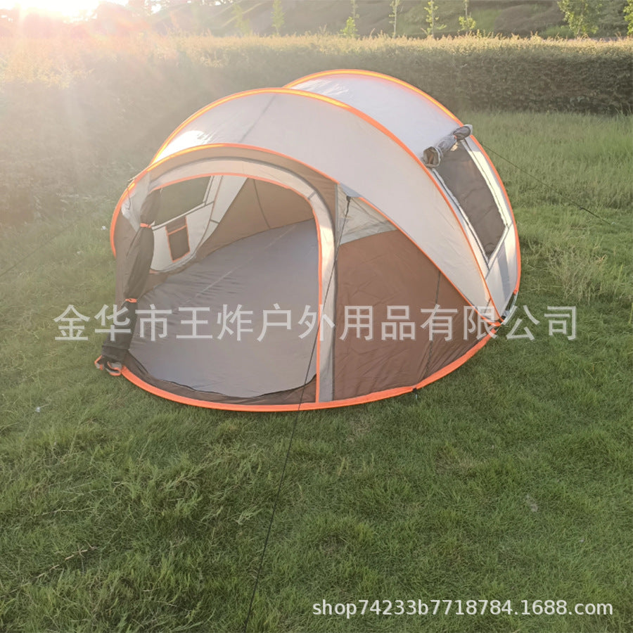 Outdoor Fully Automatic Camping Tent Sun Protection Portable Hand Throw Beach Tent5-8Military Green Boat-Shaped Tent