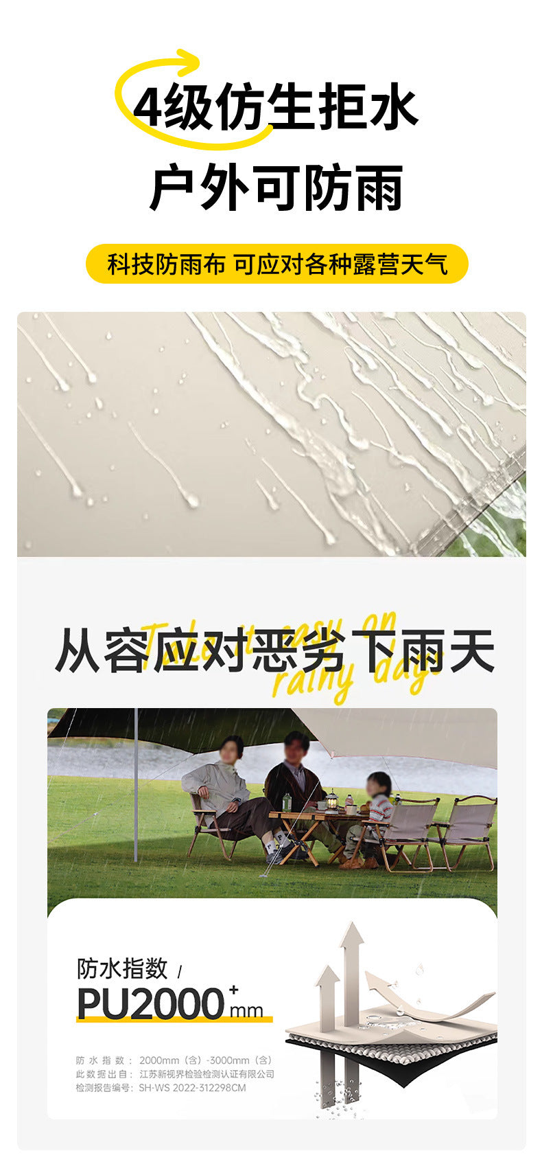 Silver Coated Sunshade Awning Outdoor Sun Protection Black Coated Four-Pole Canopy Camping Tent Equipment Windproof Thickened