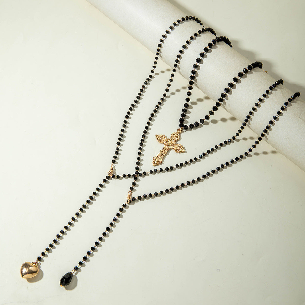 European and American Fashion Jewelry Beaded Tassel Double Layer Long Necklace Elegant Multi-layer Wear Y Type Necklace Ornament