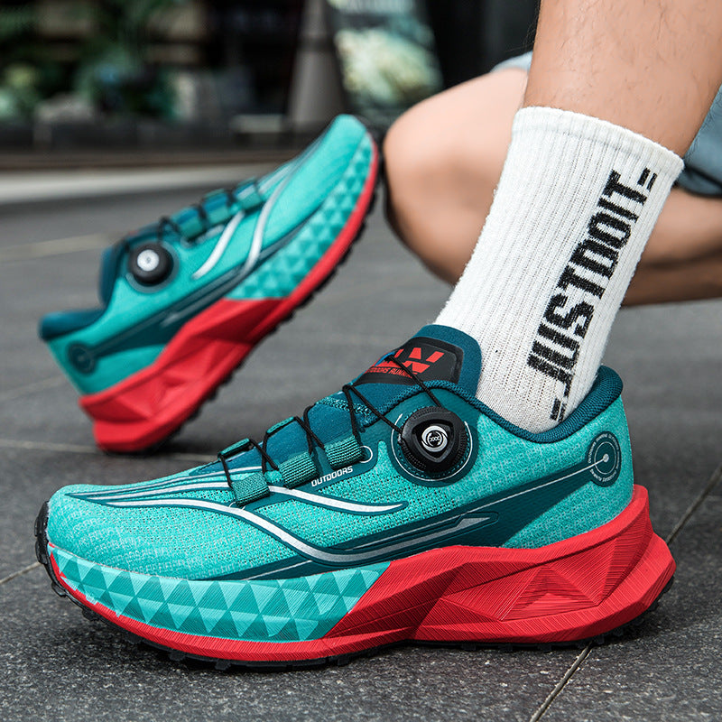 Full Palm Carbon Plate Sports Running Shoes Double Layer Popcorn Outdoor Trail Running Shoes Marathon Men's and Women's Shoes