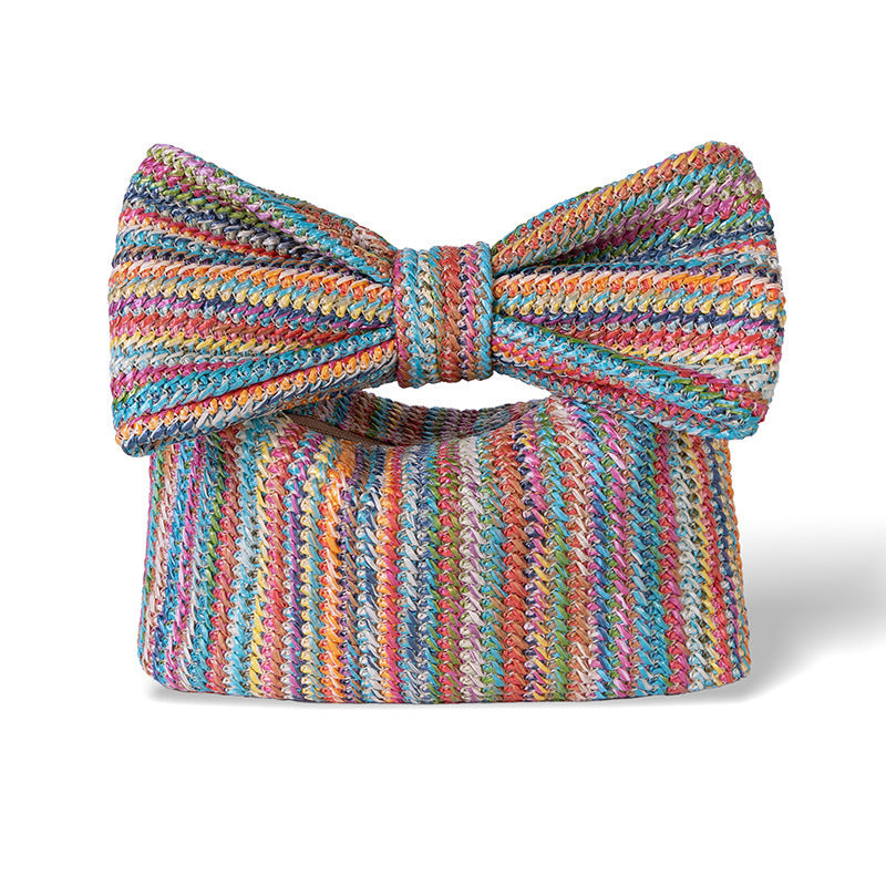 Colorful Woven Bow Bag for Women, European and American Fashion Women's Bag, Straw Bag for Women, Wholesale Versatile Fashion Clutch Bag