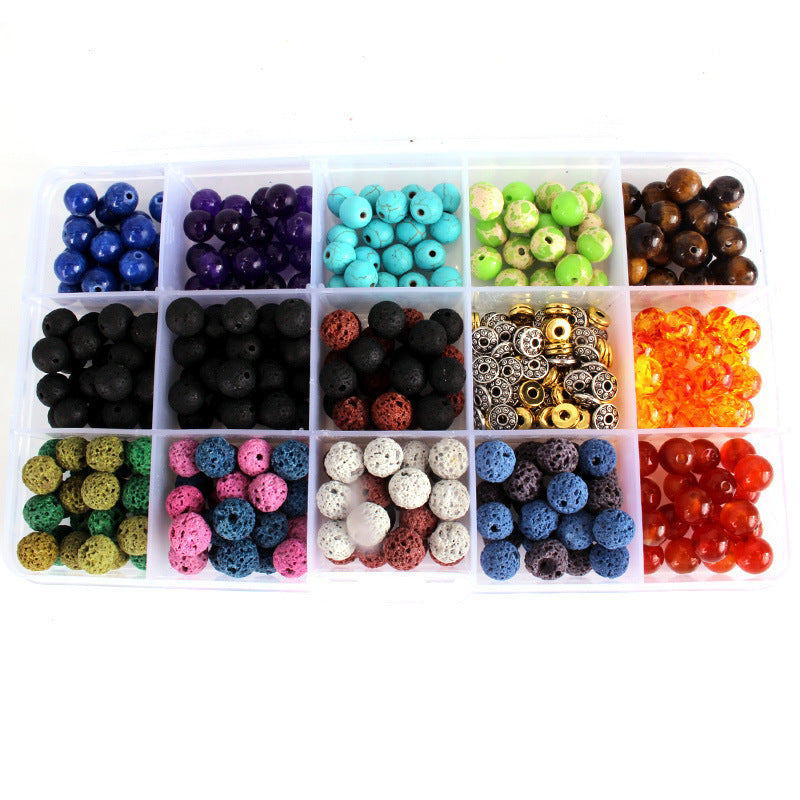 Colorful Handmade Beaded Bracelet Volcanic Stone White Loose Beads Boxed Spacer Material Accessories Natural Stone DIY Accessories