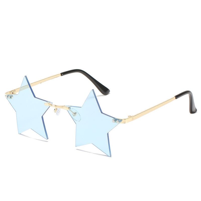 Five-Pointed Star Sunglasses for Women, Rimless Street Style, Unique Sunglasses for Women, European and American Party, Dance, Quirky Couple Glasses