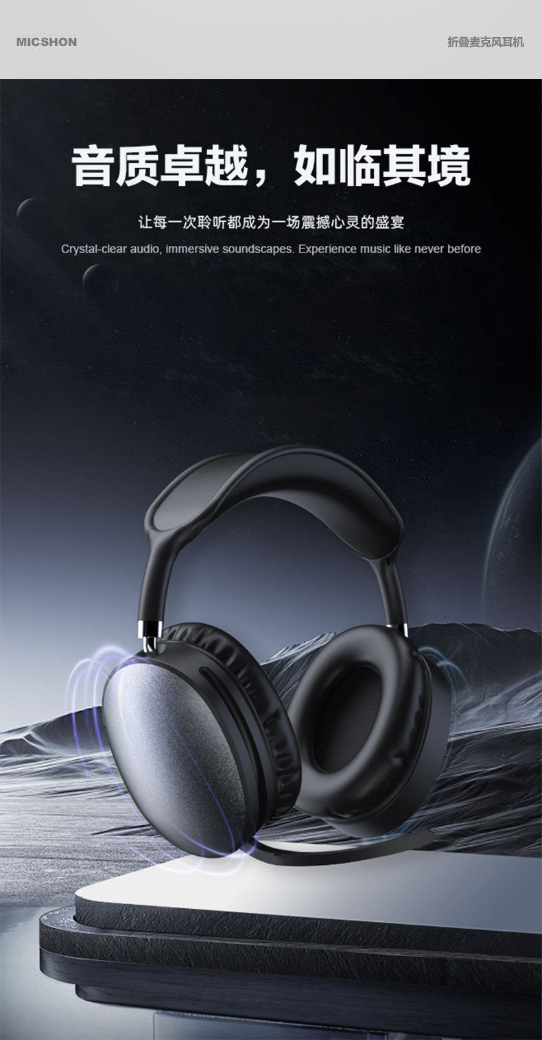 New Wireless Bluetooth Headset Head-mounted Music E-sports Game Long Battery Life Head-mounted Telephone Bluetooth5.4
