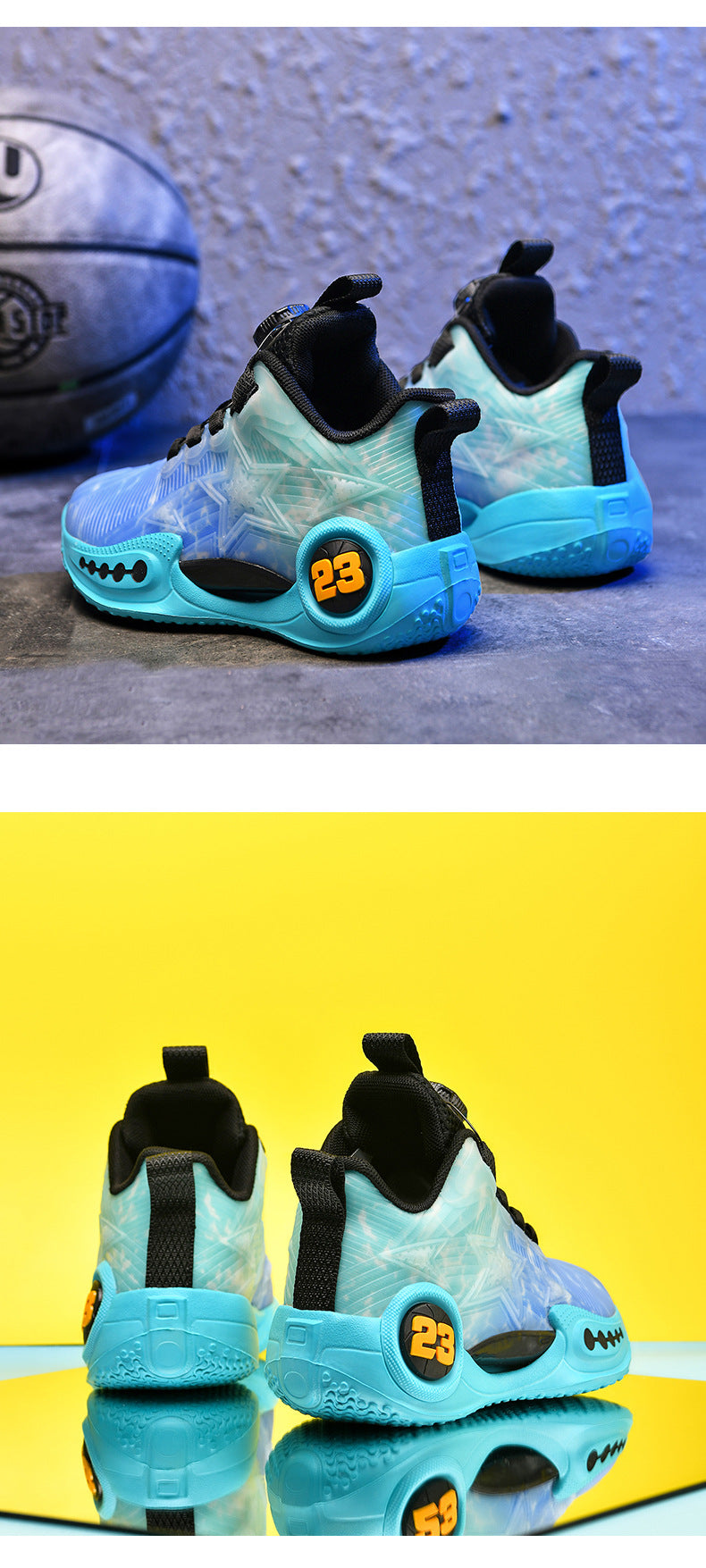 New Girls Light Elastic Damping Children's Shoes Boys Rotating Buckle Luminous fashion Casual Sports Children's Basketball Shoes