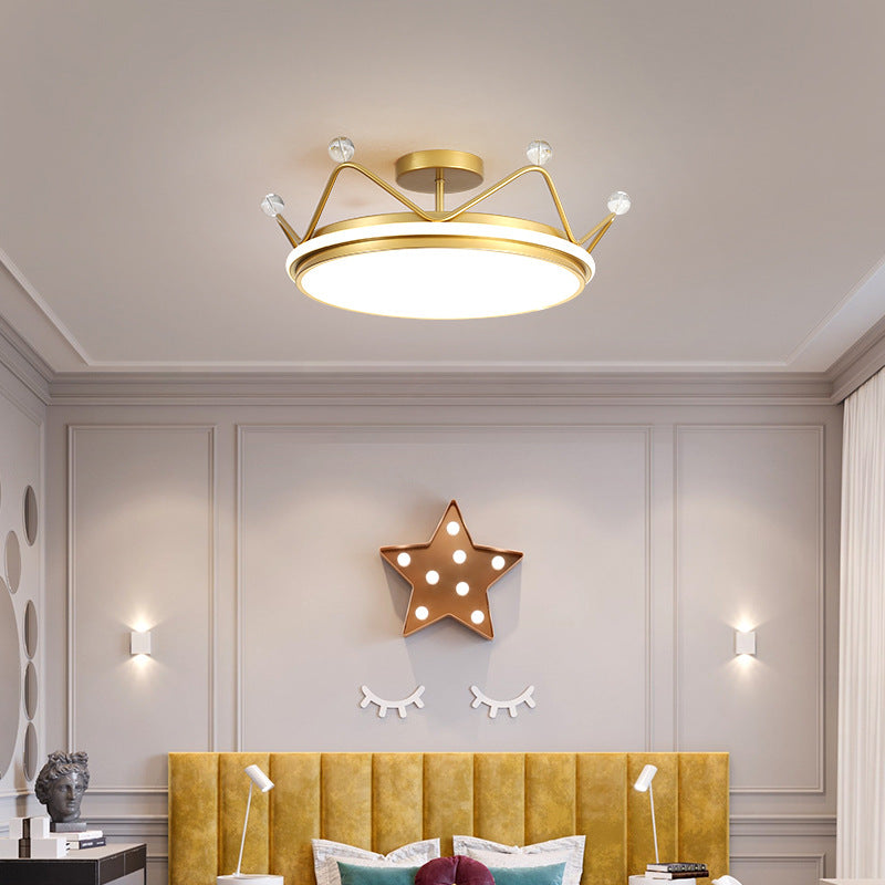Children's Room Crown Ceiling Lamp led Room Bedroom Lamp Iron Art Boys Girls Energy-saving Eye Protection Cartoon Lamp Wholesale