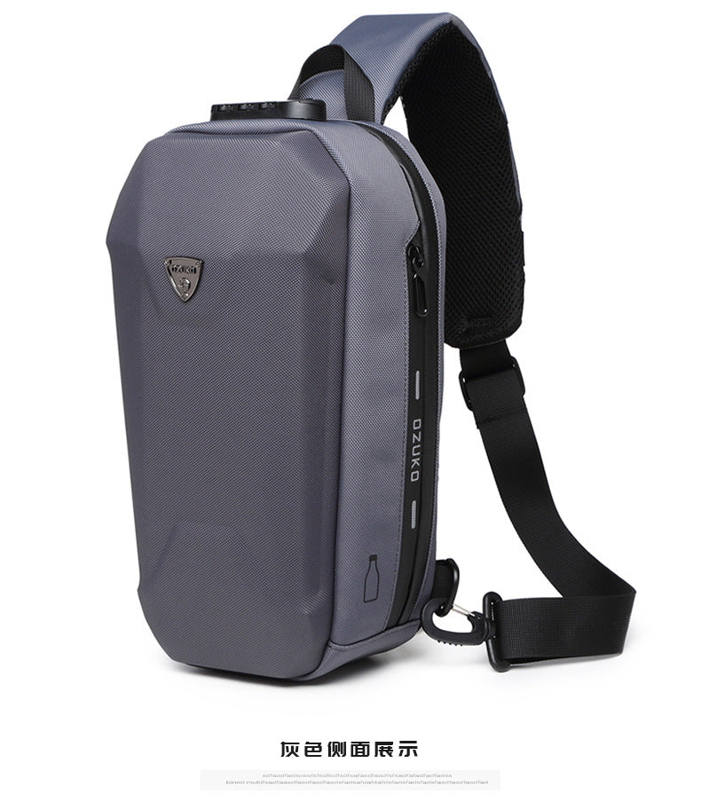 OZUKO Hard Shell Chest Bag Men's Crossbody Bag Anti-Theft Waterproof Cycling Outdoor Multi-Functional Sports Shoulder Bag