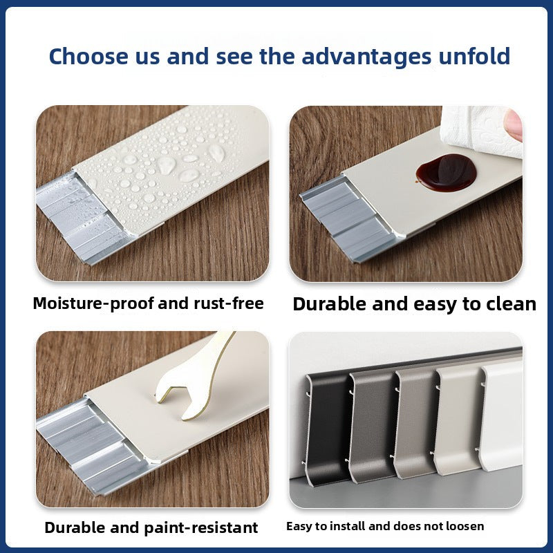 Aluminum alloy skirting board, ultra-thin cream-style baseboard decorative line, curved light-luxury metal snap-on skirting board