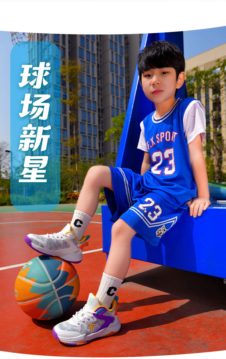 Spring and Summer Children's Basketball Shoes for Big Kids, Mesh Breathable Girls' Sports Shoes, Boys' Training Sneakers, Breathable and Comfortable
