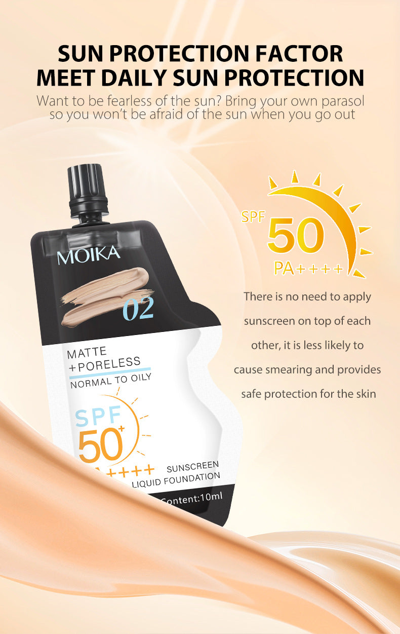 Full Moisture Sunscreen Foundation Oil Control Non-Cakey Concealer Primer for Dry Skin Non-Caking