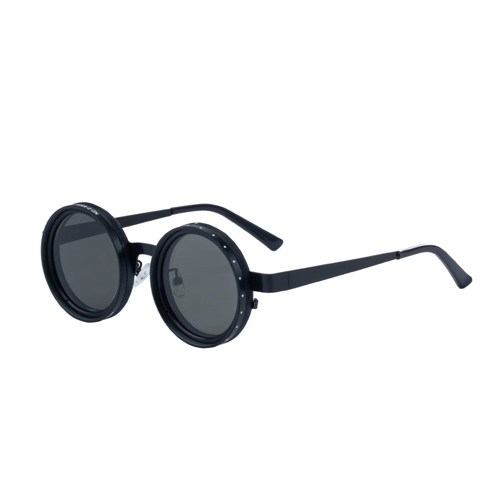 ND Nine-Stage Manual Adjustable Zoom Glasses Anti-Glare Round Frame Sunscreen Sunglasses High-End Polarized Sunglasses for Men