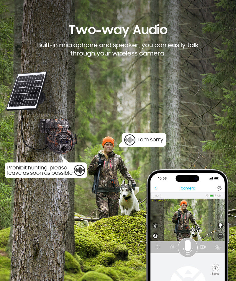 Camouflage122x Zoom Solar Camera Outdoor Forest4G Binocular HD AI Full Color Night Vision Surveillance