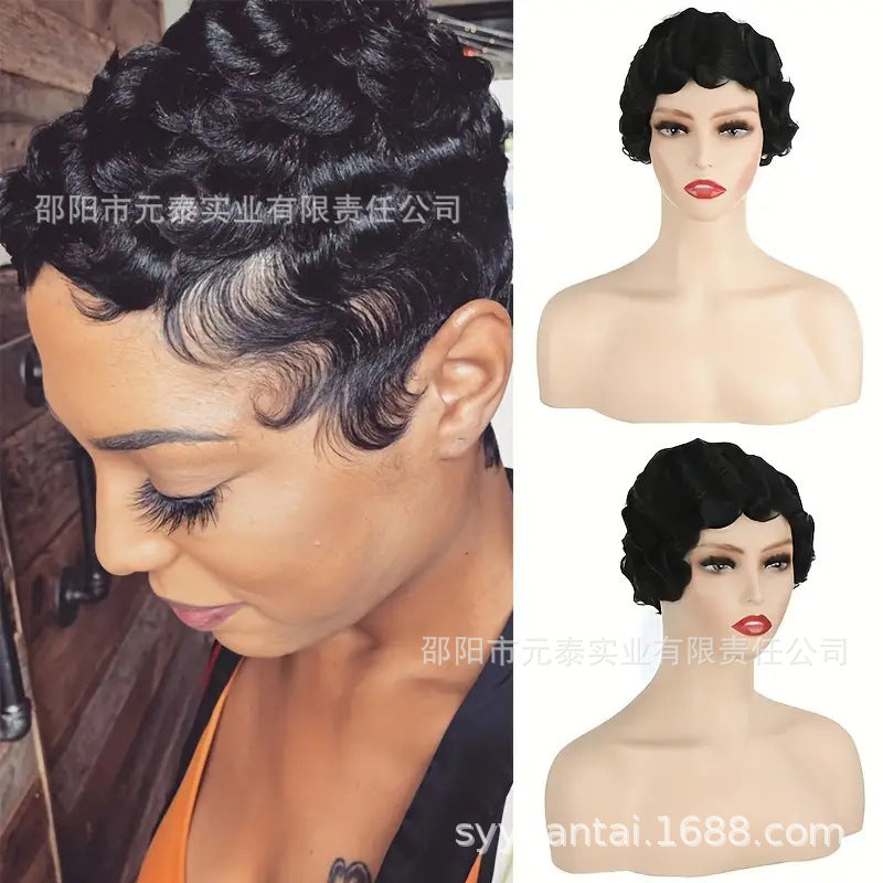 Human Hair Pixie Cut Wig Water Wave Elegant Wig Short Wigs